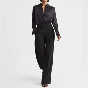 SOLD! NWT REISS ALEAH Women’s Black Pull On Wide Leg Trousers / Size 8 • $210